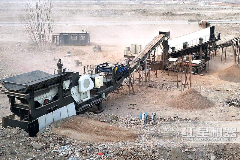 建筑垃圾破碎機(jī)-輪胎式移動破碎站，雙機(jī)聯(lián)合