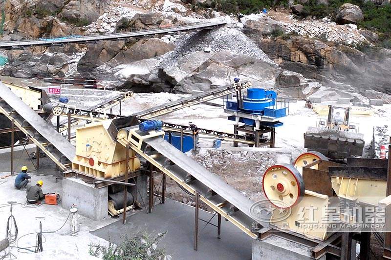 制砂機(jī)全景，制砂機(jī)+反擊破+顎破