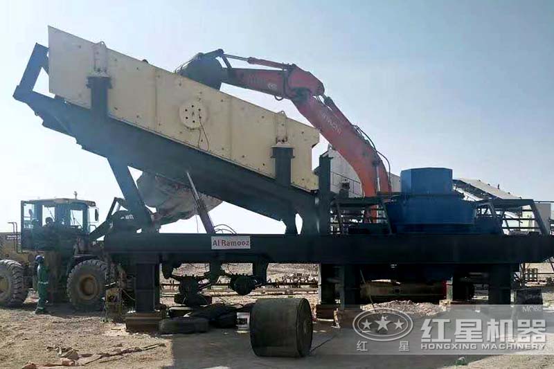 山東煙臺客戶一小時100噸一體式破碎、制沙設(shè)備
